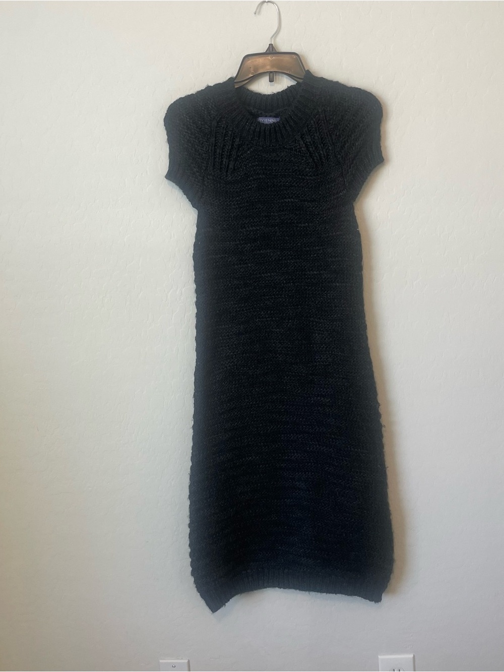 Vivienne Tam Vintage Charcoal Gray Chunky Knit Midi Sweater Dress Alpaca Blend M